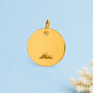 Pendentif en or avec silhouette de chien, bijou pour chien de luxe.