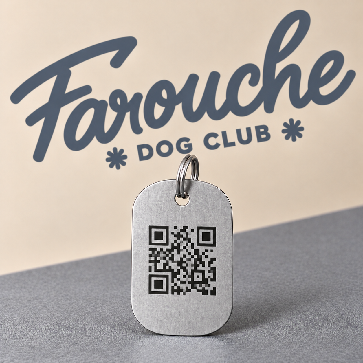 Médaille connectée "Farouche ID" Inox 2 Medaille pour chine QR code Inox taille L